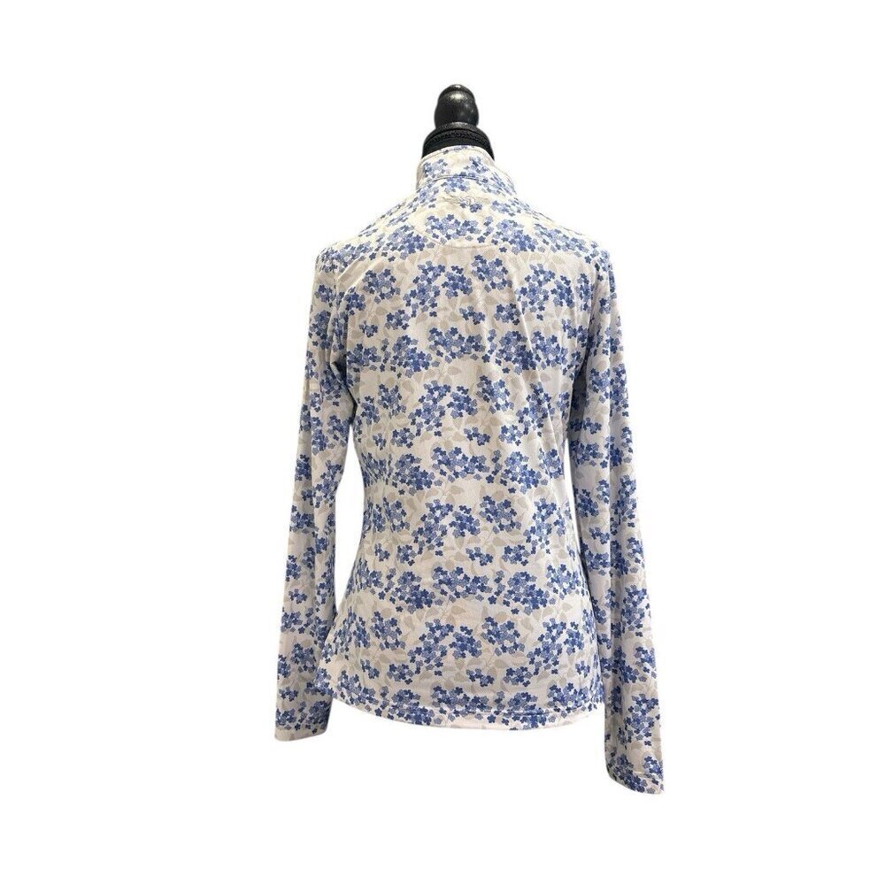 Straight Down Women Ava Quarter Zip Size XS Blue Floral - Picture 3 of 9